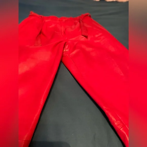 100% Leather Red Pants